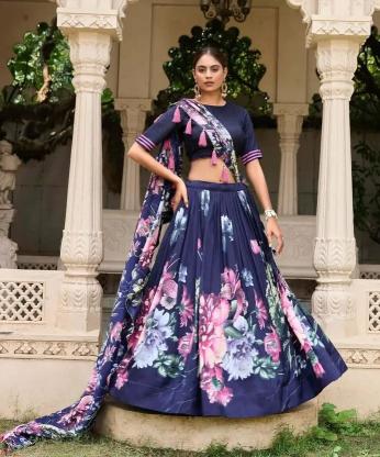Artriddhs Dola silk D NO DEGITAL 10 Blue Designer lehenga wholesale Mumbai